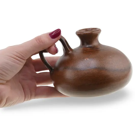 Vas ceramic vintage, model maro cu maner lateral, 10cm, imagine 5