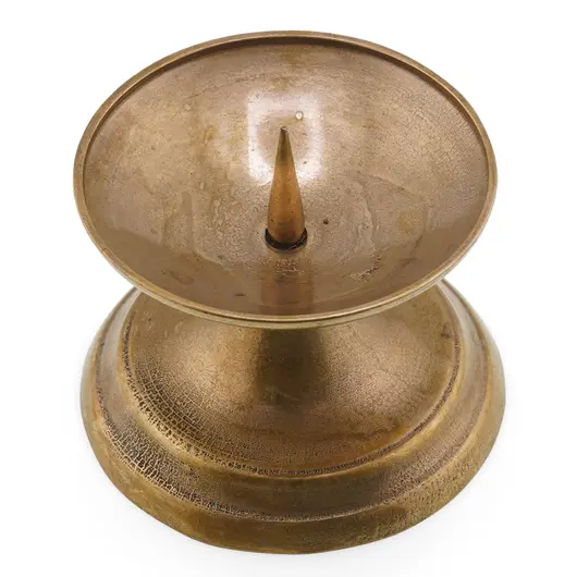 Sfesnic din alama vintage, model auriu cu varf pentru lumanare, 8,5cm, imagine 3