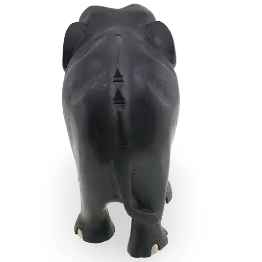 Figurina elefant din lemn vintage, model sculptat manual negru, 13cm, imagine 3