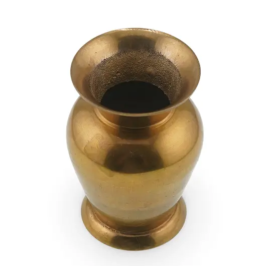 Vaza mica din alama vintage, model auriu simplu, 7,5cm, imagine 3