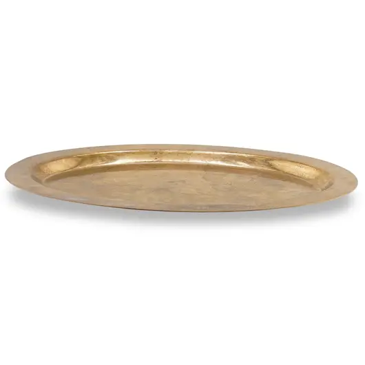 Farfurie simpla din alama vintage, model oval auriu, 13cm, imagine 3