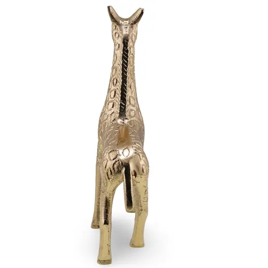 Figurina girafa din metal vintage, model auriu texturat, 19cm, imagine 3