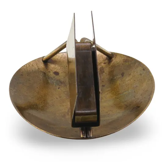 Suport pentru scrisori din alama vintage, model auriu cu tava ovala, 12cm, imagine 3