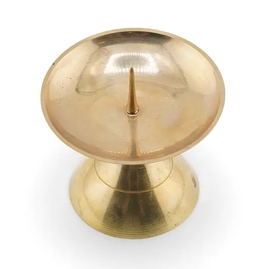 Sfesnic din alama vintage, model auriu cu varf pentru lumanare, 7cm, imagine 2