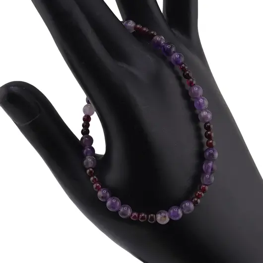 Bratara Granat si Ametist sfere, 3-5mm, imagine 2
