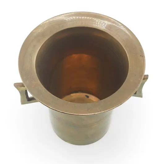 Cana vintage din alama cu doua manere patrate, 8,5cm, imagine 2