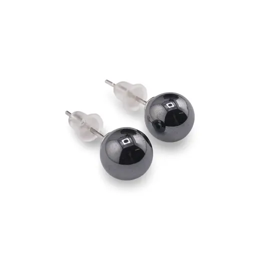 Cercei cu surub Hematit sfere, 8mm