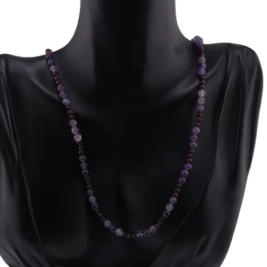 Colier Granat si Ametist sfere, 3-5mm, imagine 2