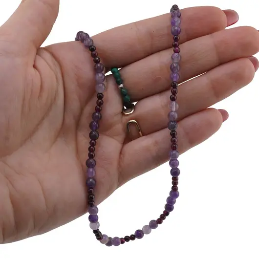 Colier Granat si Ametist sfere, 3-5mm, imagine 3