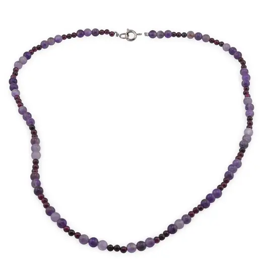 Colier Granat si Ametist sfere, 3-5mm