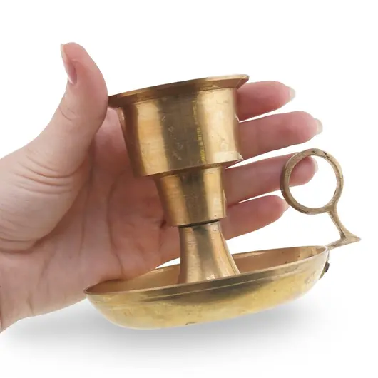 Sfesnic vintage din alama cu maner tip inel, 8,5cm, imagine 3