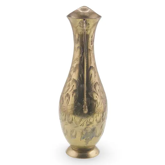 Ulcior vintage din alama gravata, model floral, 16cm, imagine 2