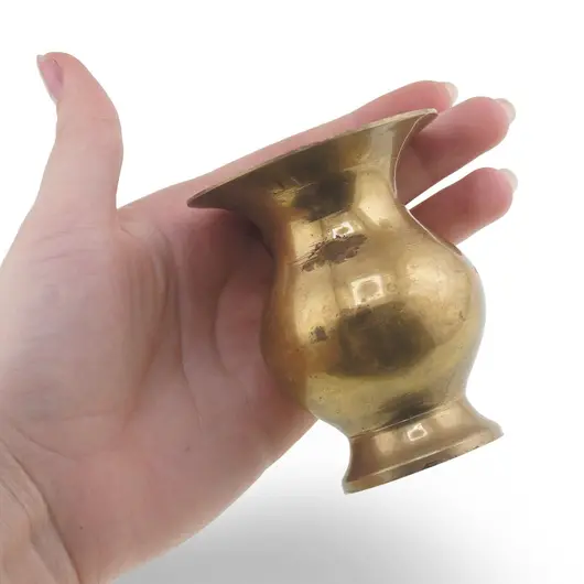 Vas vintage din alama cu gat evazat, 7cm, imagine 3