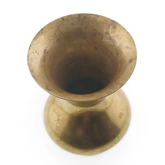 Vas vintage din alama cu gat ingust si baza lata, 9,5cm, imagine 2