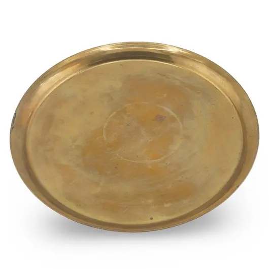 Tava rotunda vintage din alama, design simplu clasic, 20cm