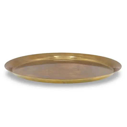 Tava rotunda vintage din alama, design simplu clasic, 20cm, imagine 2