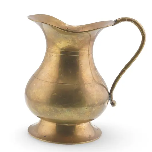 Cana vintage din alama, model clasic cu toarta curbata, 13cm