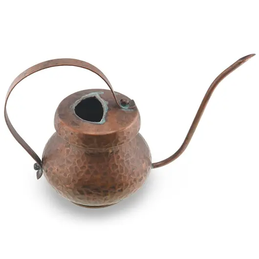 Stropitoare vintage din cupru ciocanit, gat lung decorativ, 30cm, imagine 2