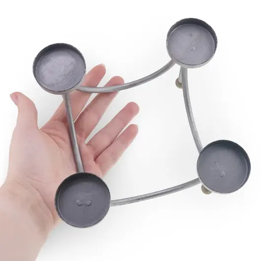 Suport vintage din metal pentru patru lumanari, design semicerc, 15cm, imagine 3