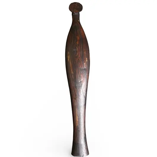 Statueta vintage din lemn sculptat manual, figura feminina stilizat alungita, 40cm, imagine 2