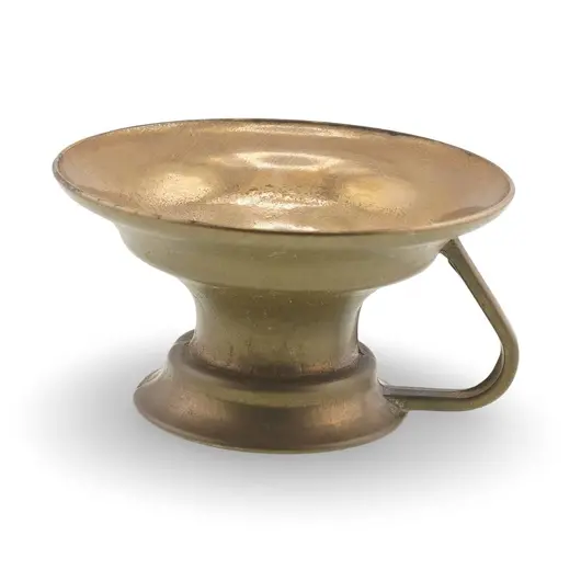 Vas vintage din alama, forma larga cu maner lateral