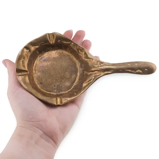 Scrumiera vintage din alama, model decorativ, 17cm, imagine 3