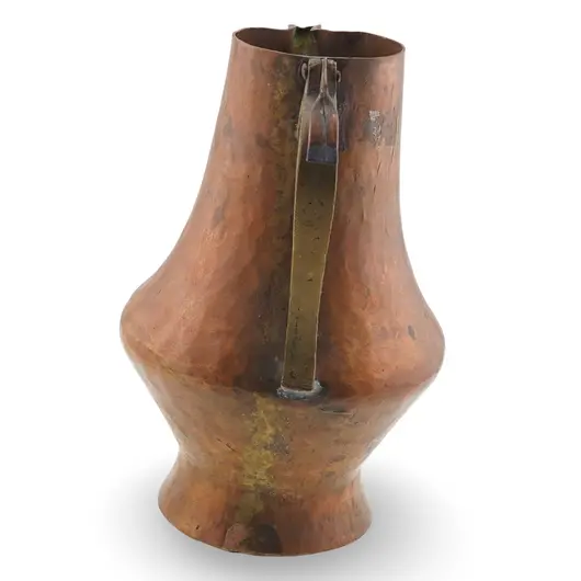 Cana vintage din cupru ciocanit, maner decorativ, 17cm, imagine 2