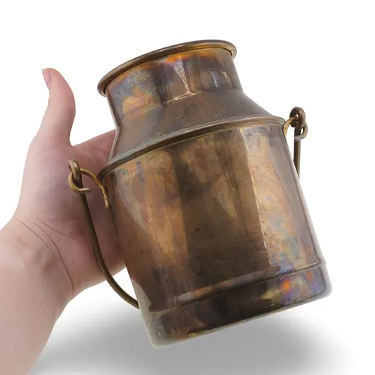 Galeata vintage cu maner din alama, 14cm, imagine 3