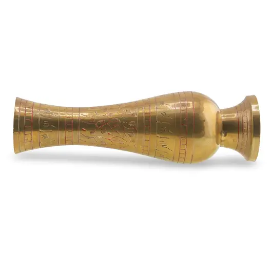 Vaza vintage din alama gravata, model oriental, 19cm, imagine 2