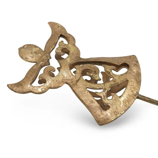 Decoratiune vintage din alama in forma de inger pe suport lung, 26cm, imagine 2