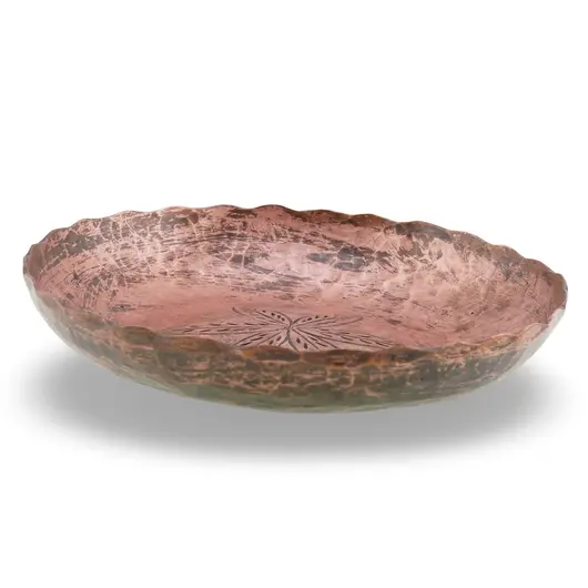 Farfurie decorativa vintage din cupru ciocanit, model stea, 16,5cm, imagine 2