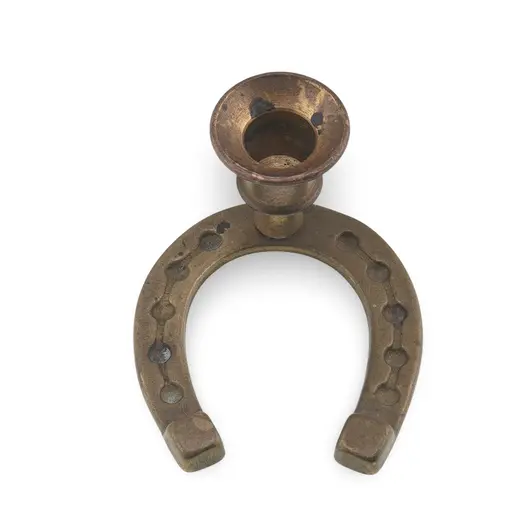 Sfesnic vintage din alama, model potcoava norocoasa, 6,5cm, imagine 2