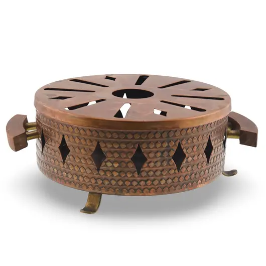 Cutie vintage din cupru, model perforat decorativ, 18cm