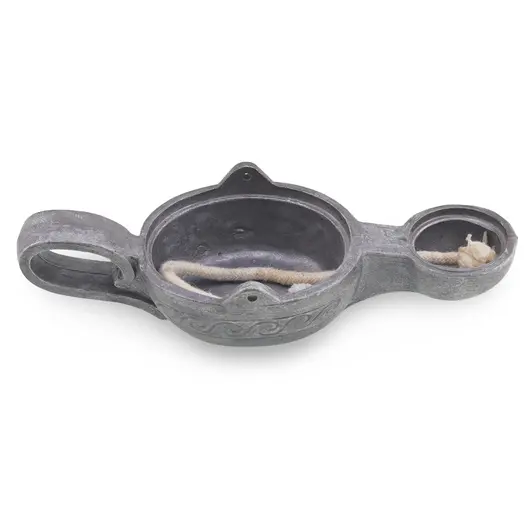 Lampa cu ulei vintage din metal, model oriental cu fitil, 17cm