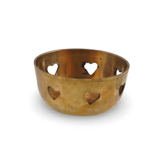 Suport vintage din alama cu decupaje in forma de inima, 5cm