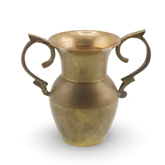 Cana vintage din alama cu doua manere decorative, 7cm