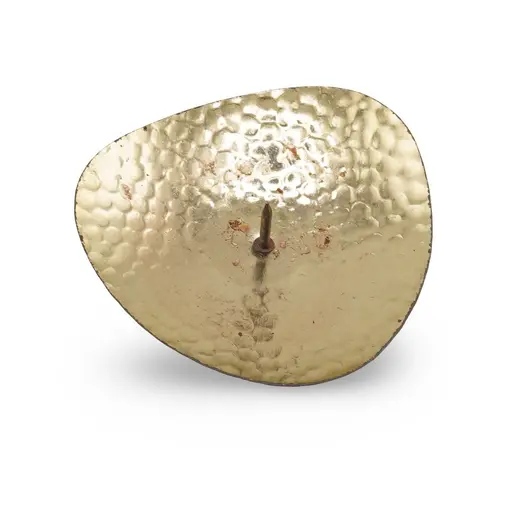 Sfesnic vintage din metal ciocanit, model cu tepus pentru lumanare, 5cm, imagine 2