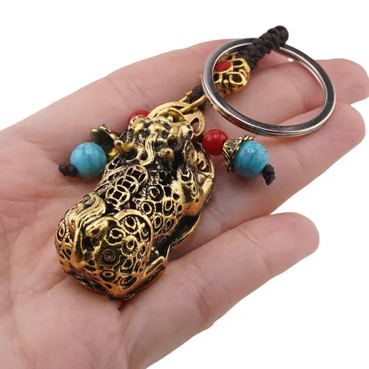 Amuleta breloc feng shui cu Pi Yao si Turcoaz, imagine 3