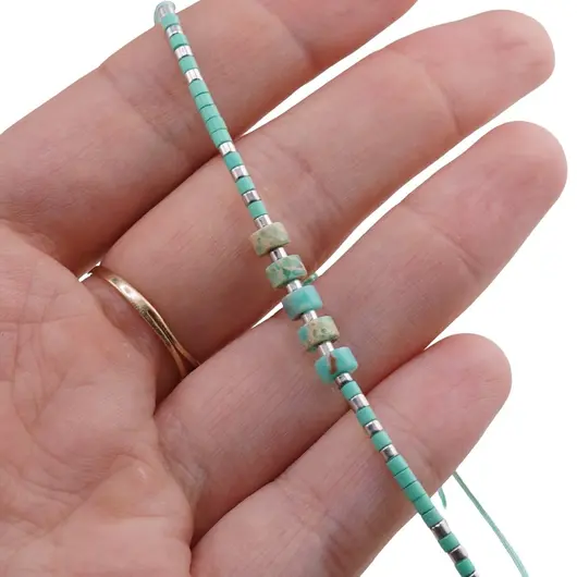 Bratara snur albastru, Turcoaz discuri 5mm, imagine 3