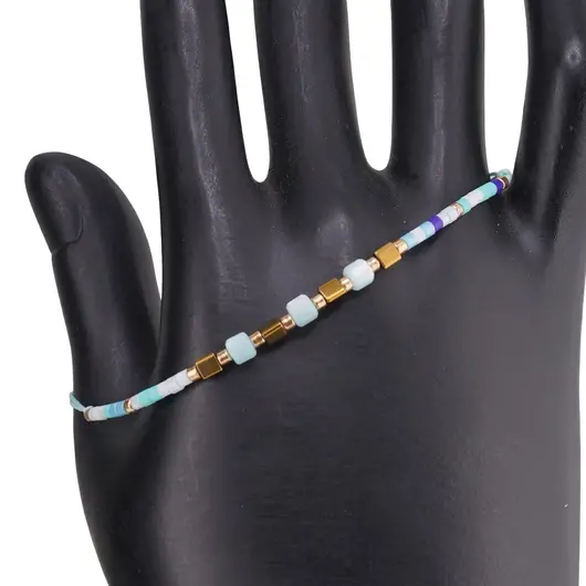 Bratara snur bleu, Sidef bleu cuburi, imagine 2