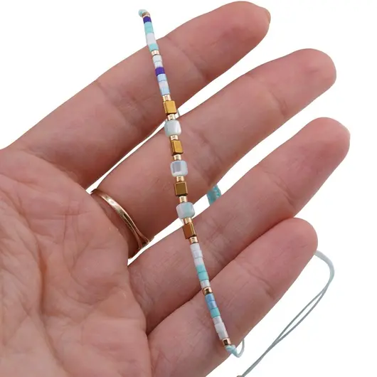 Bratara snur bleu, Sidef bleu cuburi, imagine 3