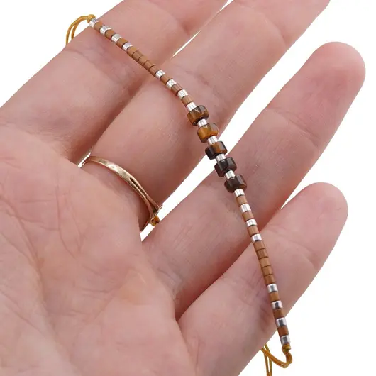 Bratara snur maro, Ochi de tigru discuri 5mm, imagine 3