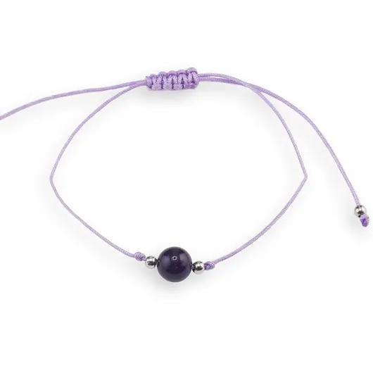 Bratara snur mov, Ametist sfera 8mm