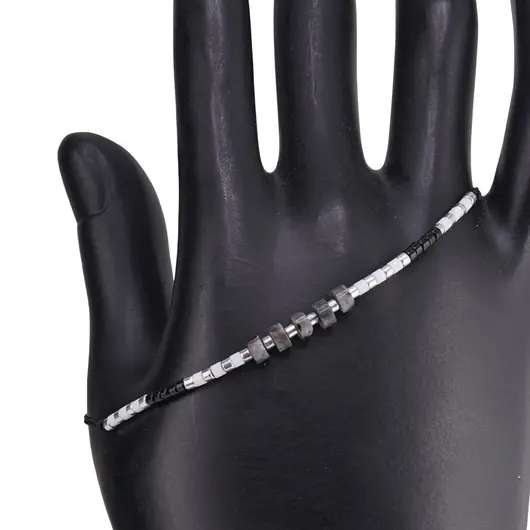 Bratara snur negru, Larvikit discuri 5mm, imagine 2