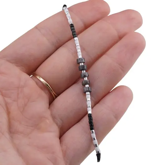 Bratara snur negru, Larvikit discuri 5mm, imagine 3