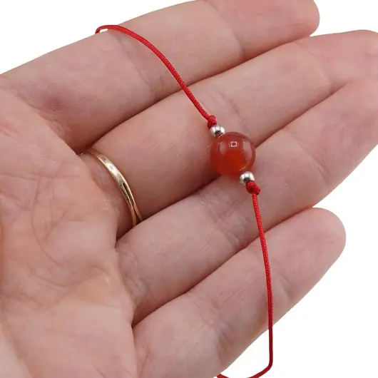 Bratara snur rosu, Carneol sfera 8mm, imagine 3