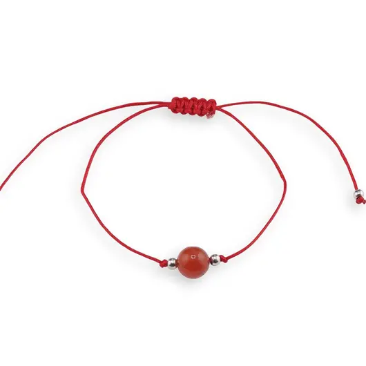 Bratara snur rosu, Carneol sfera 8mm