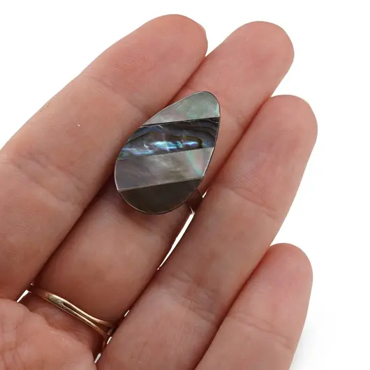 Inel reglabil lacrima cu sidef si scoica abalone, imagine 3