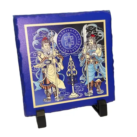 Placa feng shui din piatra cu Zeii pazitori ai portilor ( Men Shen), imagine 2