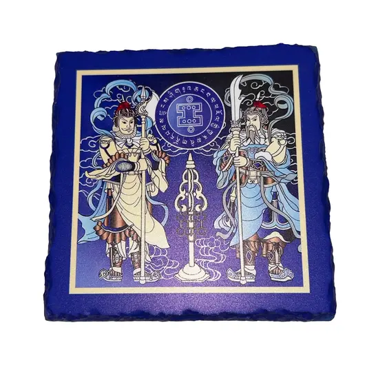 Placa feng shui din piatra cu Zeii pazitori ai portilor ( Men Shen)
